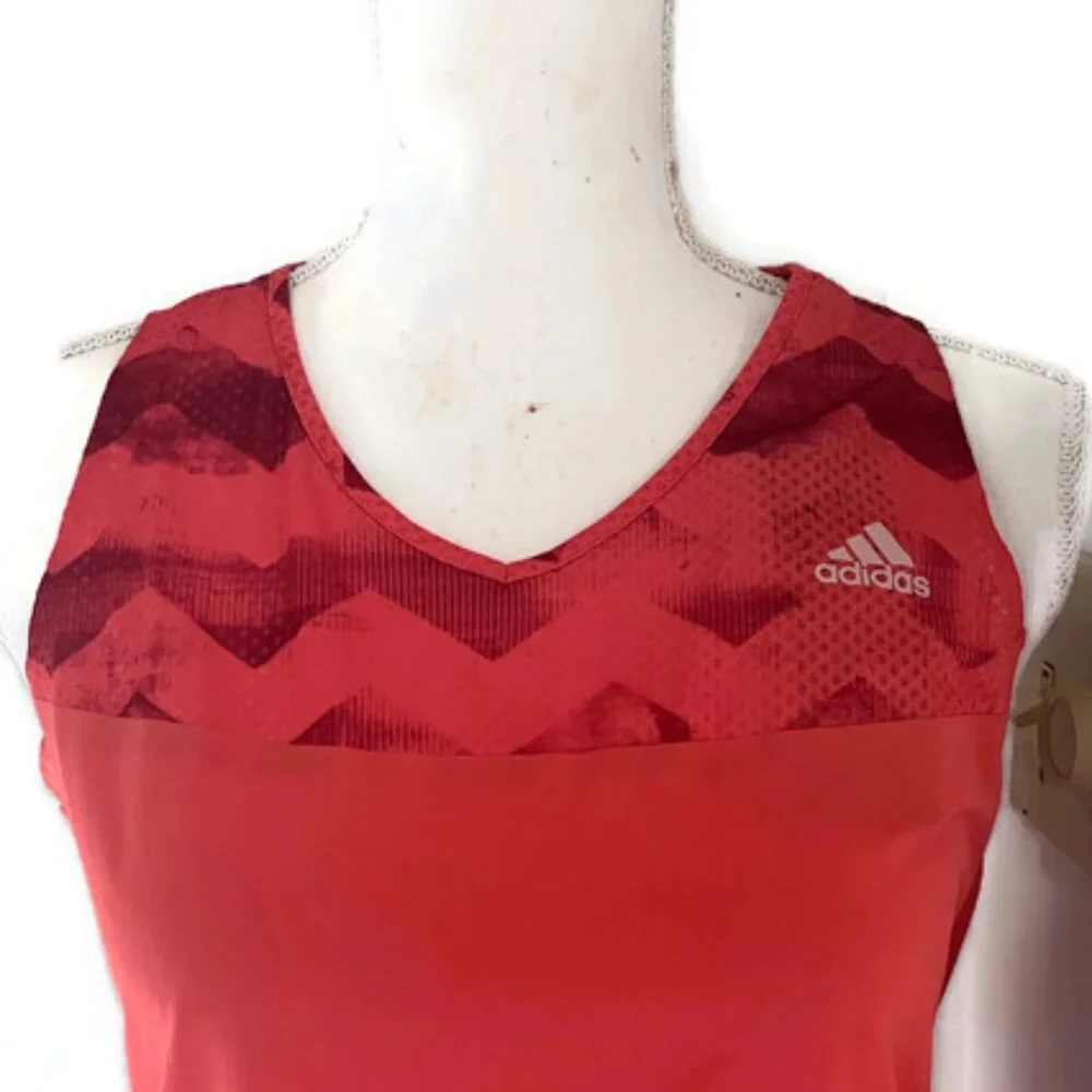 adidas Coral Racerback Tank Top with Patterned Yoke - Picture 2 of 8